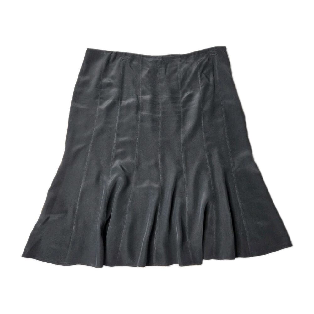 Alfani 100% Silk Black Knee Length A Line Skirt Quiet Luxury Minimalist Size 16